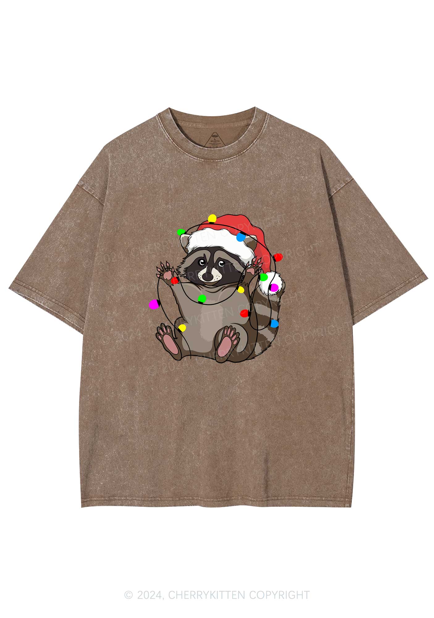 Christmas Raccoon Y2K Washed Tee Cherrykitten