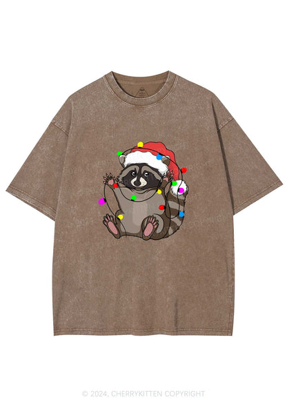 Christmas Raccoon Y2K Washed Tee Cherrykitten