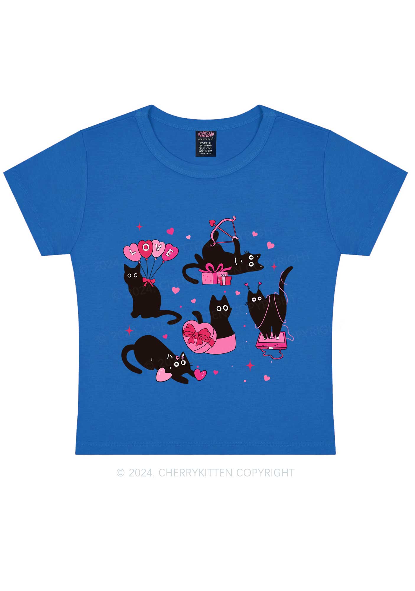 Black Kitten Y2K Valentine's Day Baby Tee Cherrykitten