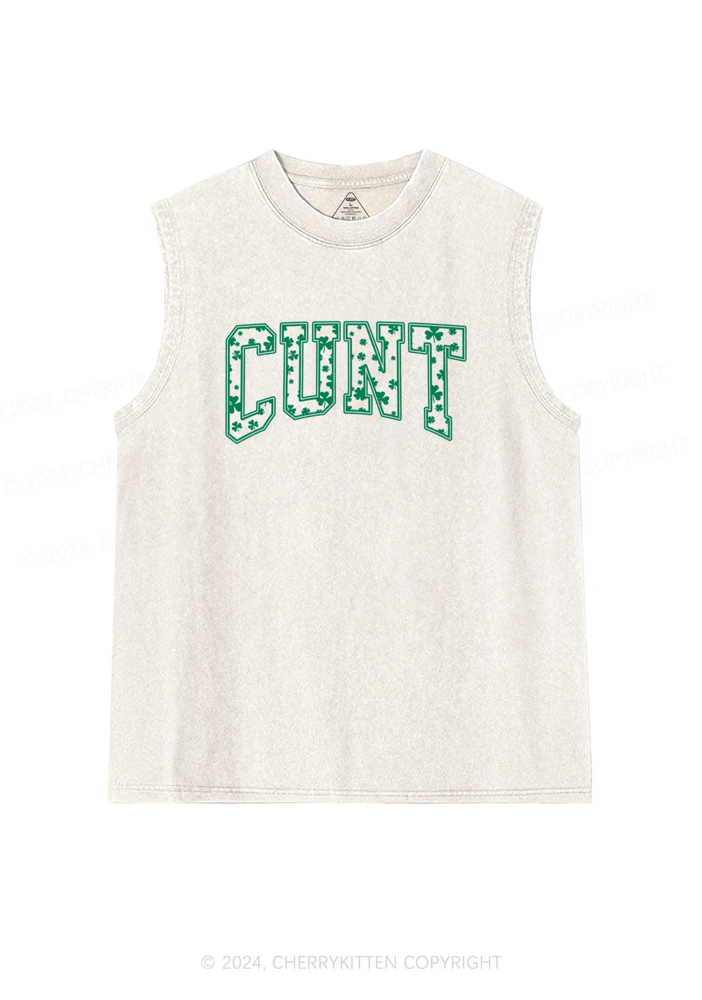 Green Cxxt St Patricks Y2K Washed Tank Cherrykitten