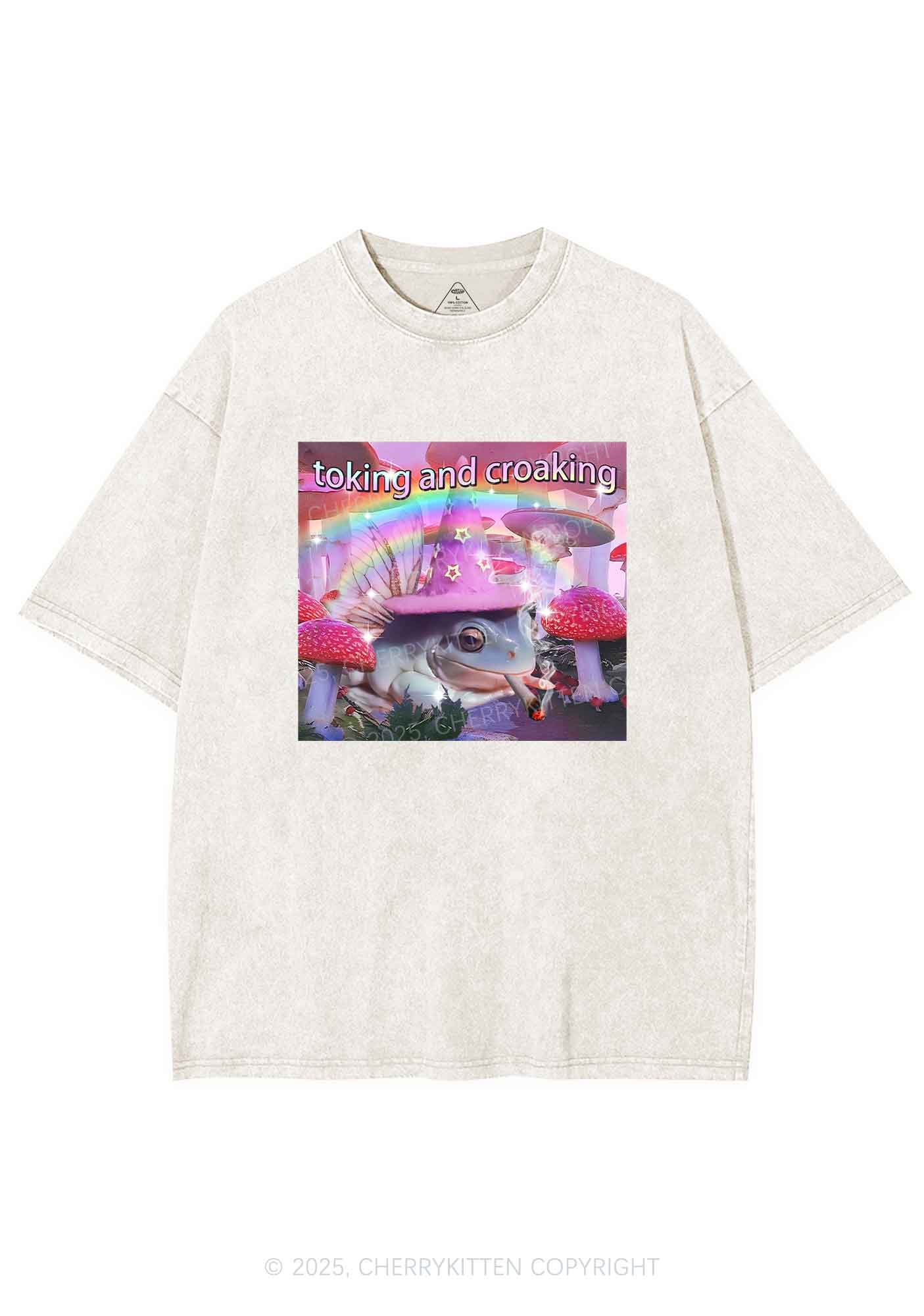 Toking Croaking Frog Y2K Washed Tee Cherrykitten