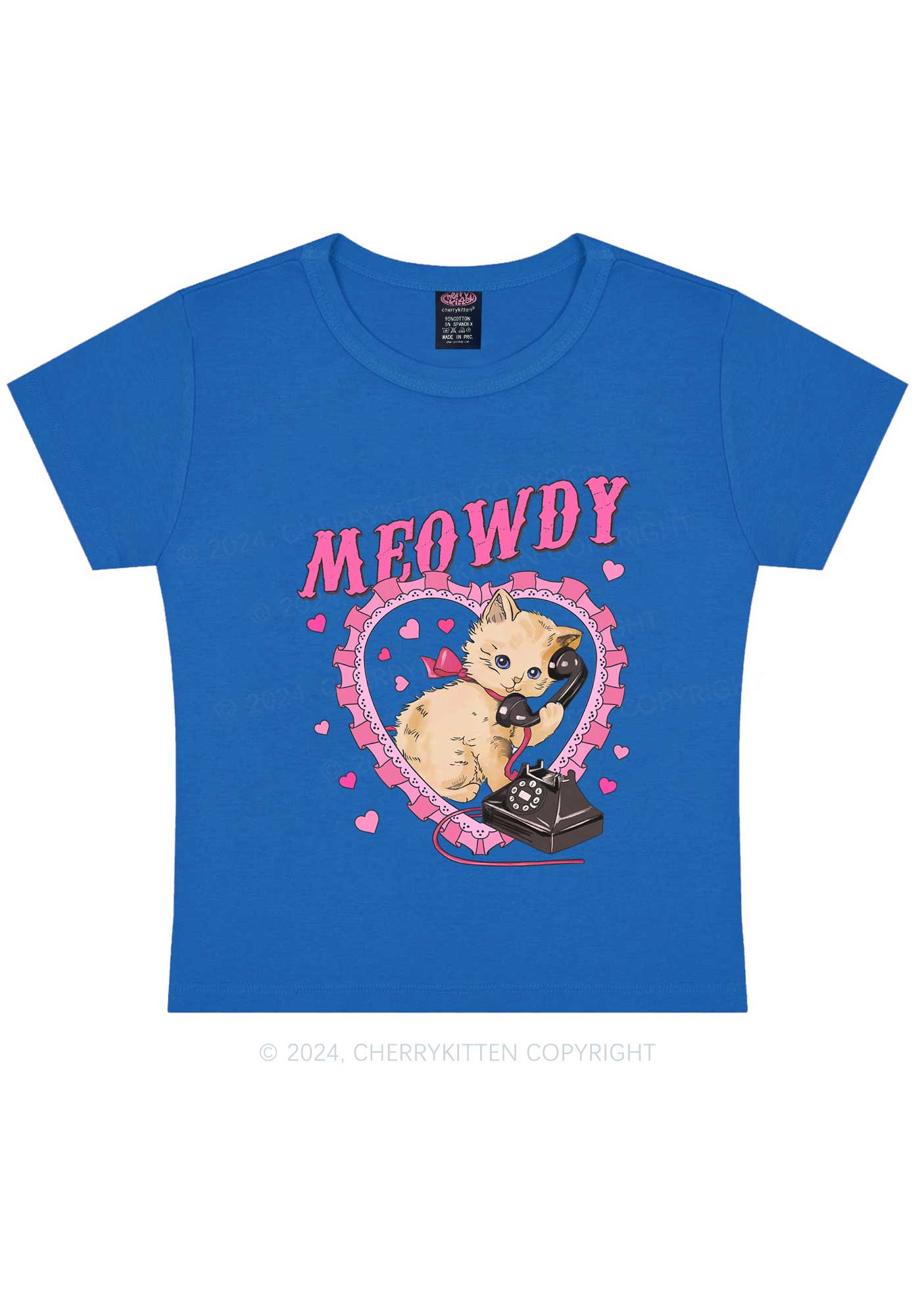 Meowdy Cat Y2K Valentine's Day Baby Tee Cherrykitten