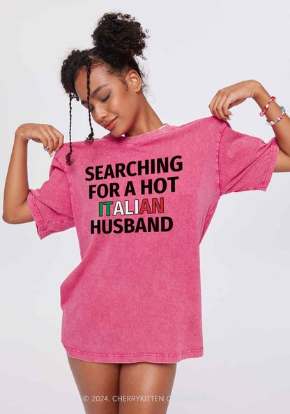 Hot Italian Husband Y2K Valentine's Day Washed Tee Cherrykitten