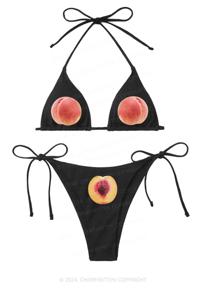 Peach Y2K Halter Triangle Bikini Set Cherrykitten