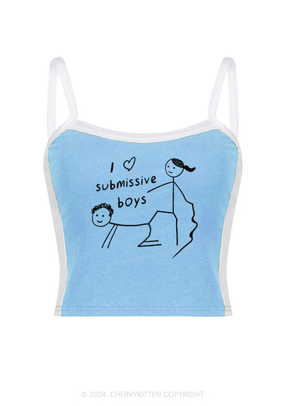 I Love S Boys Y2K Color Block Crop Cami Top Cherrykitten