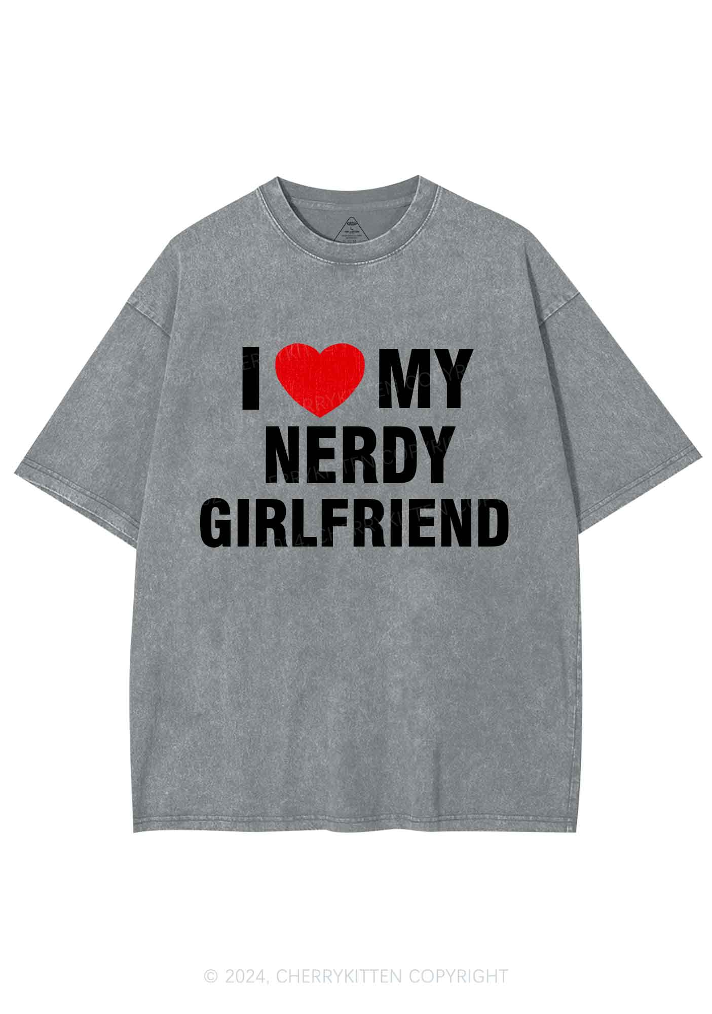 Love My Nerdy Girlfriend Y2K Valentine's Day Washed Tee Cherrykitten