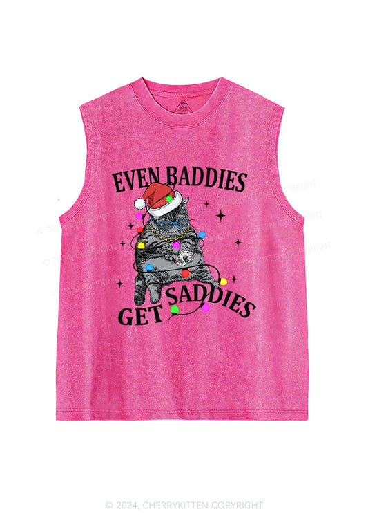 Christmas Baddie Cat Y2K Washed Tank Cherrykitten