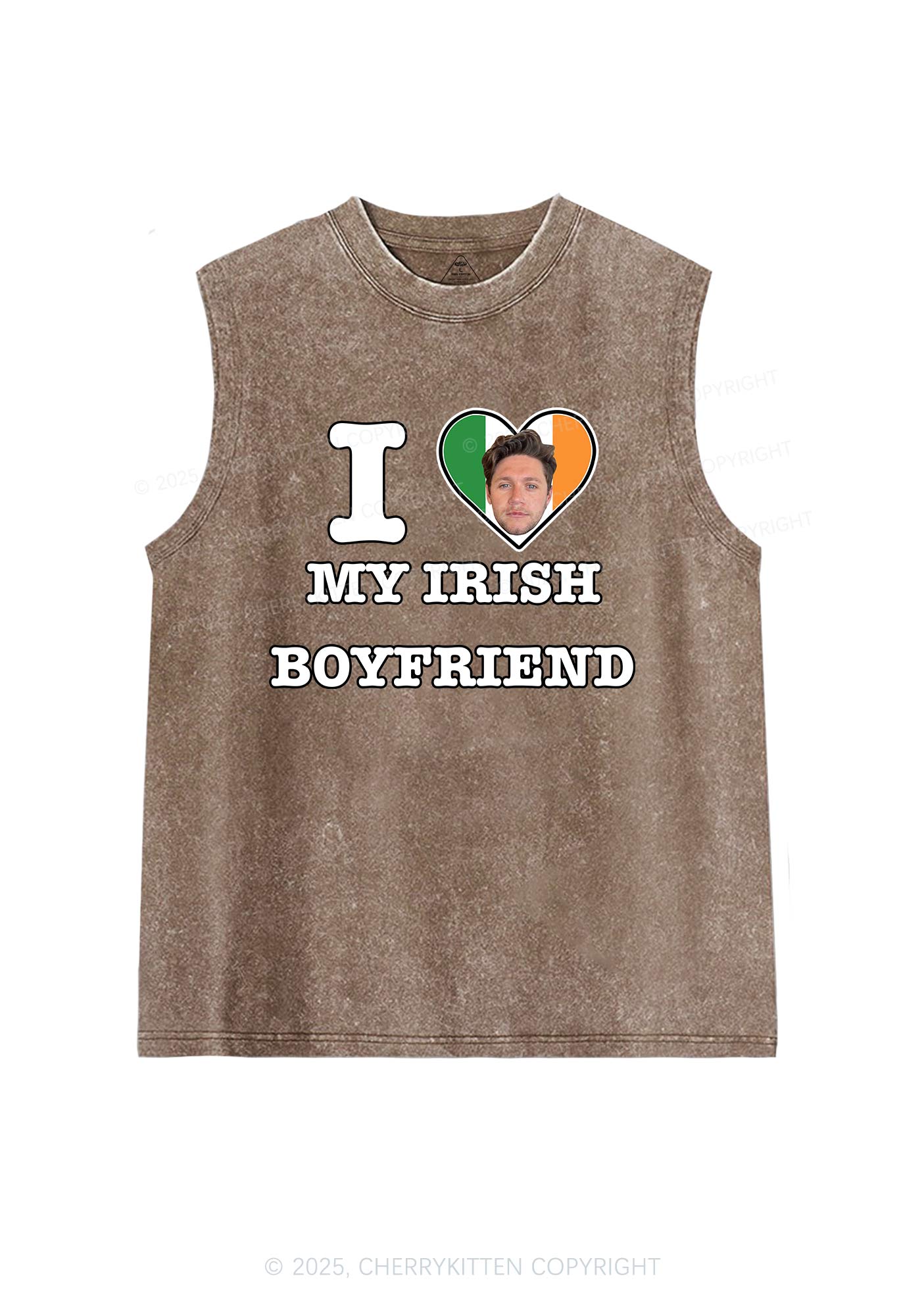 Custom Irish Boyfriend Photo St Patricks Y2K Washed Tank Cherrykitten