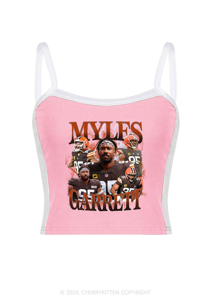 Red Myles Y2K Super Bowl Color Block Crop Cami Top Cherrykitten