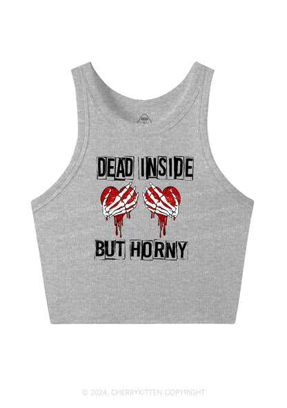 Dead Inside But Hxrny Y2K Valentine's Day Crop Tank Top Cherrykitten