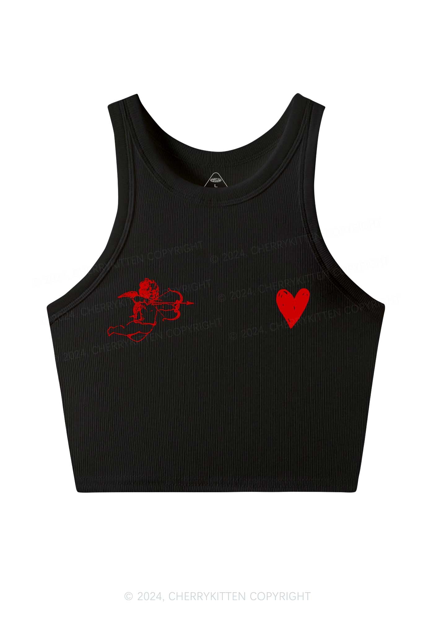 Cupid Red Heart Y2K Valentine's Day Crop Tank Top Cherrykitten