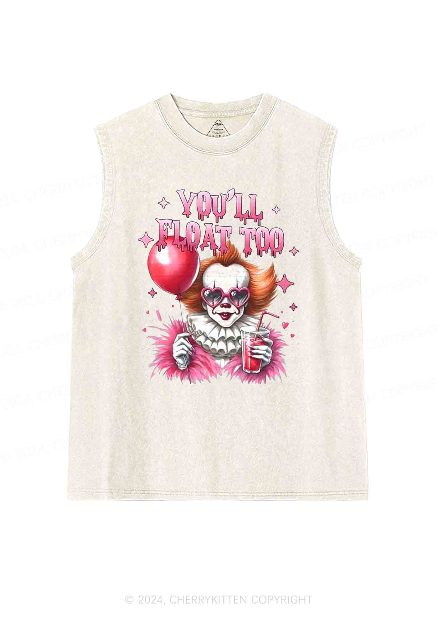 Halloween You Will Float Too Y2K Washed Tank Cherrykitten