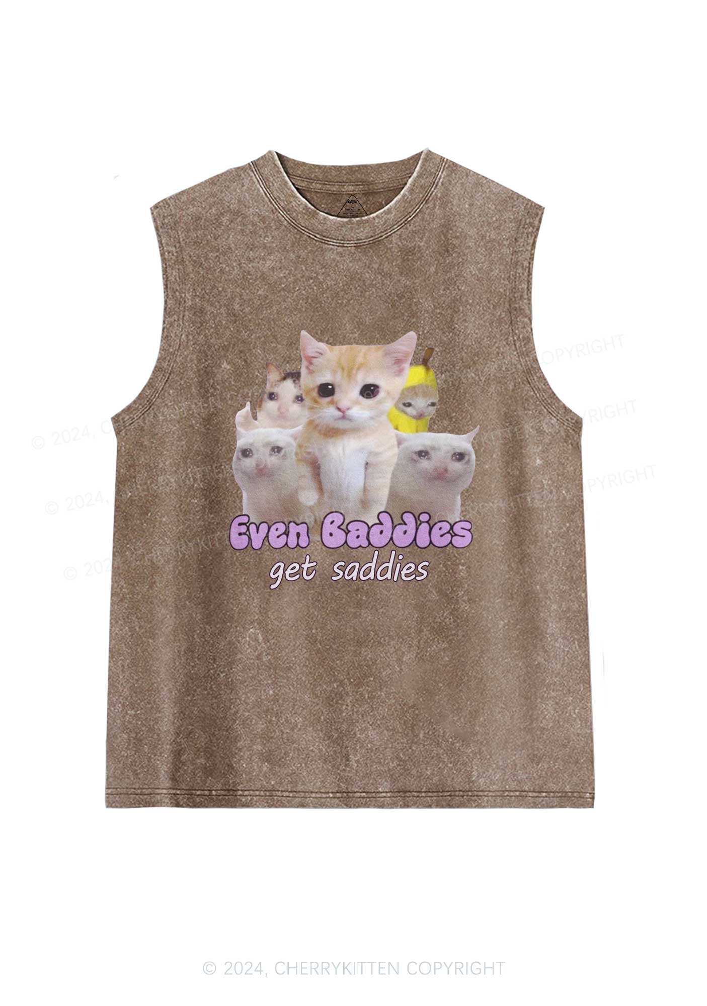 Saddies Five Cats Y2K Washed Tank Cherrykitten