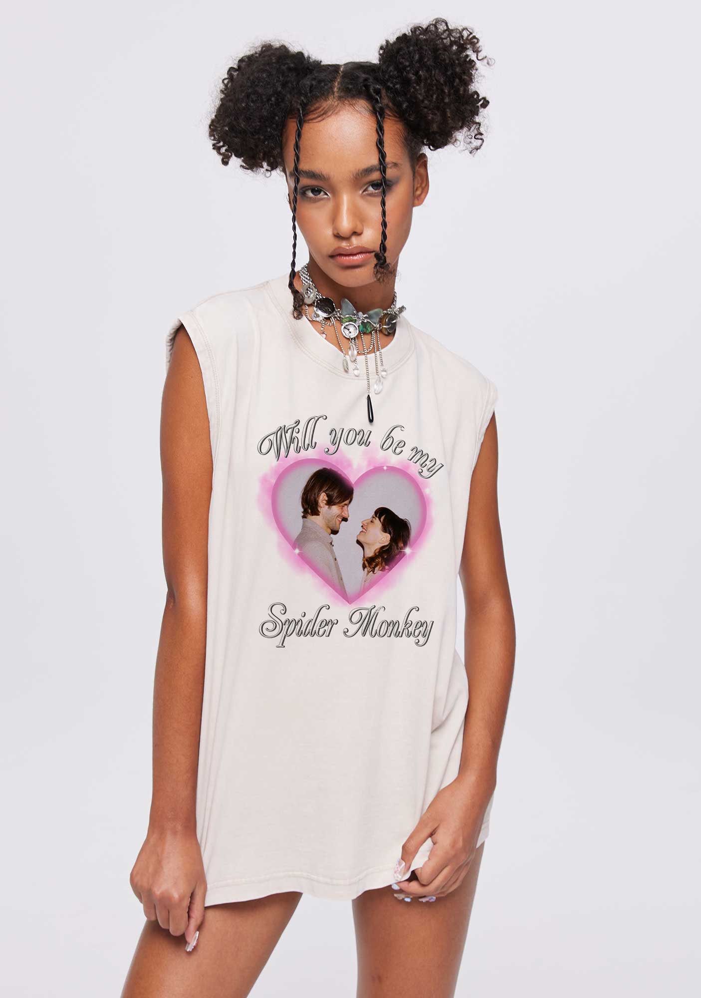 Spider Monkey Custom Photo Y2K Valentine's Day Washed Tank Cherrykitten