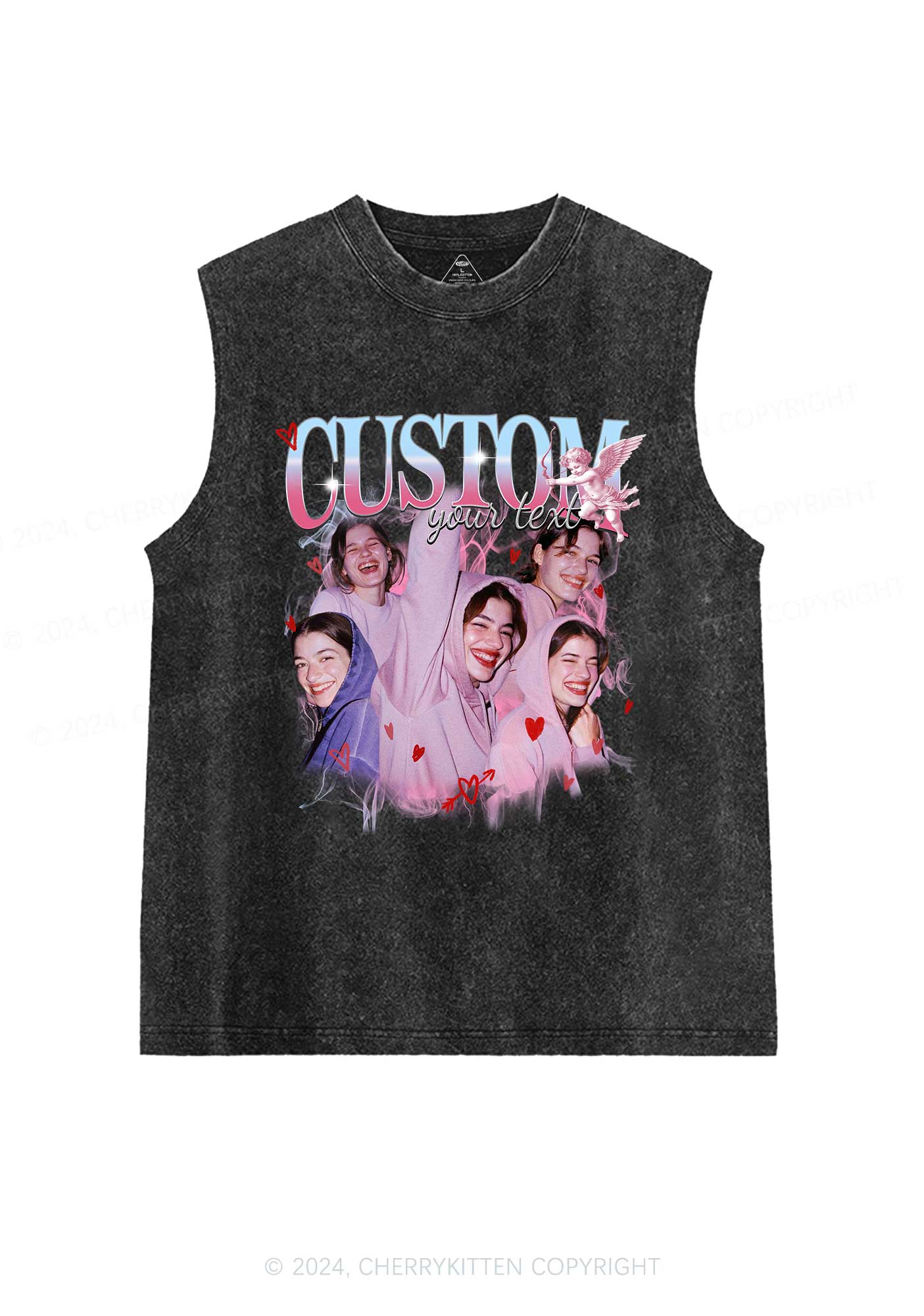 Cupid Custom Portrait Y2K Valentine's Day Washed Tank Cherrykitten