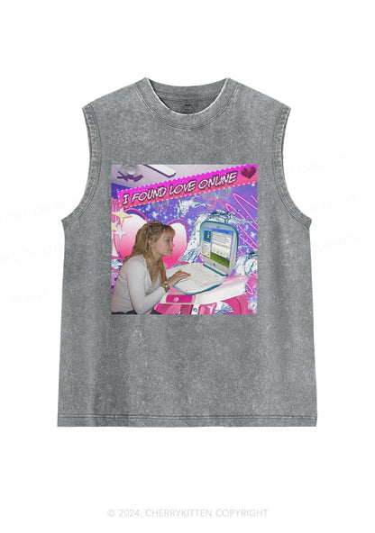 I Found Love Online Y2K Washed Tank Cherrykitten