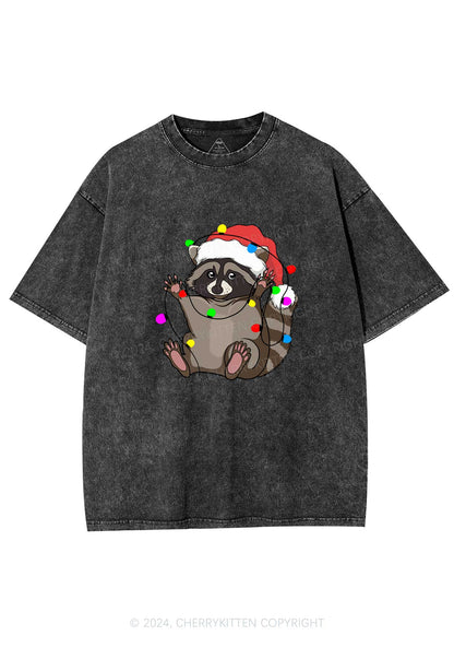 Christmas Raccoon Y2K Washed Tee Cherrykitten