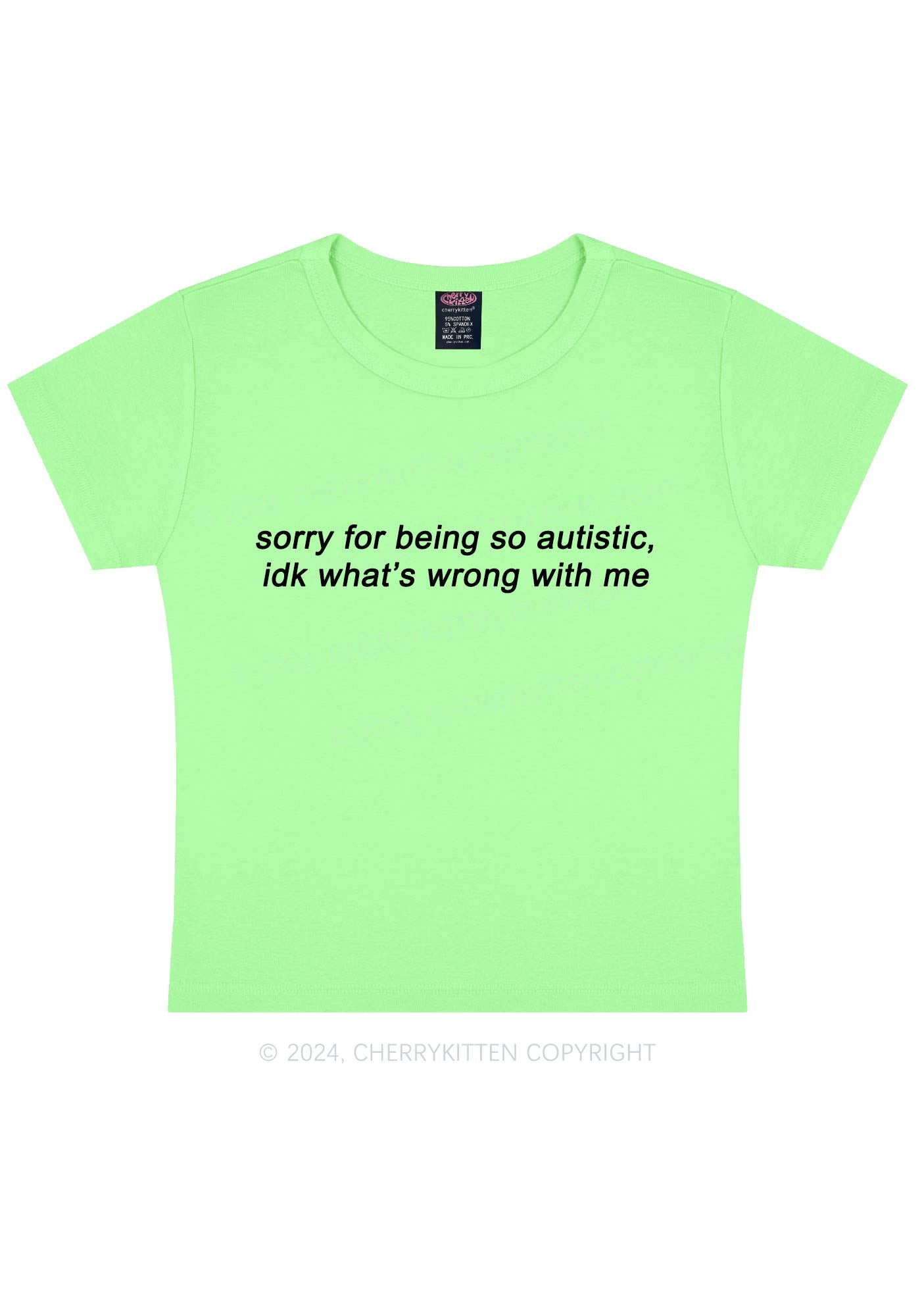 Sorry For Being Autistic Y2K Baby Tee Cherrykitten