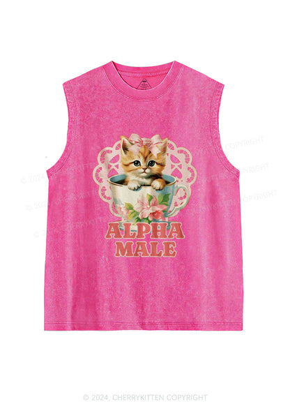 Alpha Male Cup Kitten Y2K Washed Tank Cherrykitten