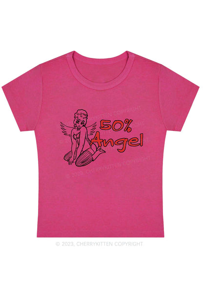 Curvy Fifty Percent Angel Y2K Baby Tee Cherrykitten