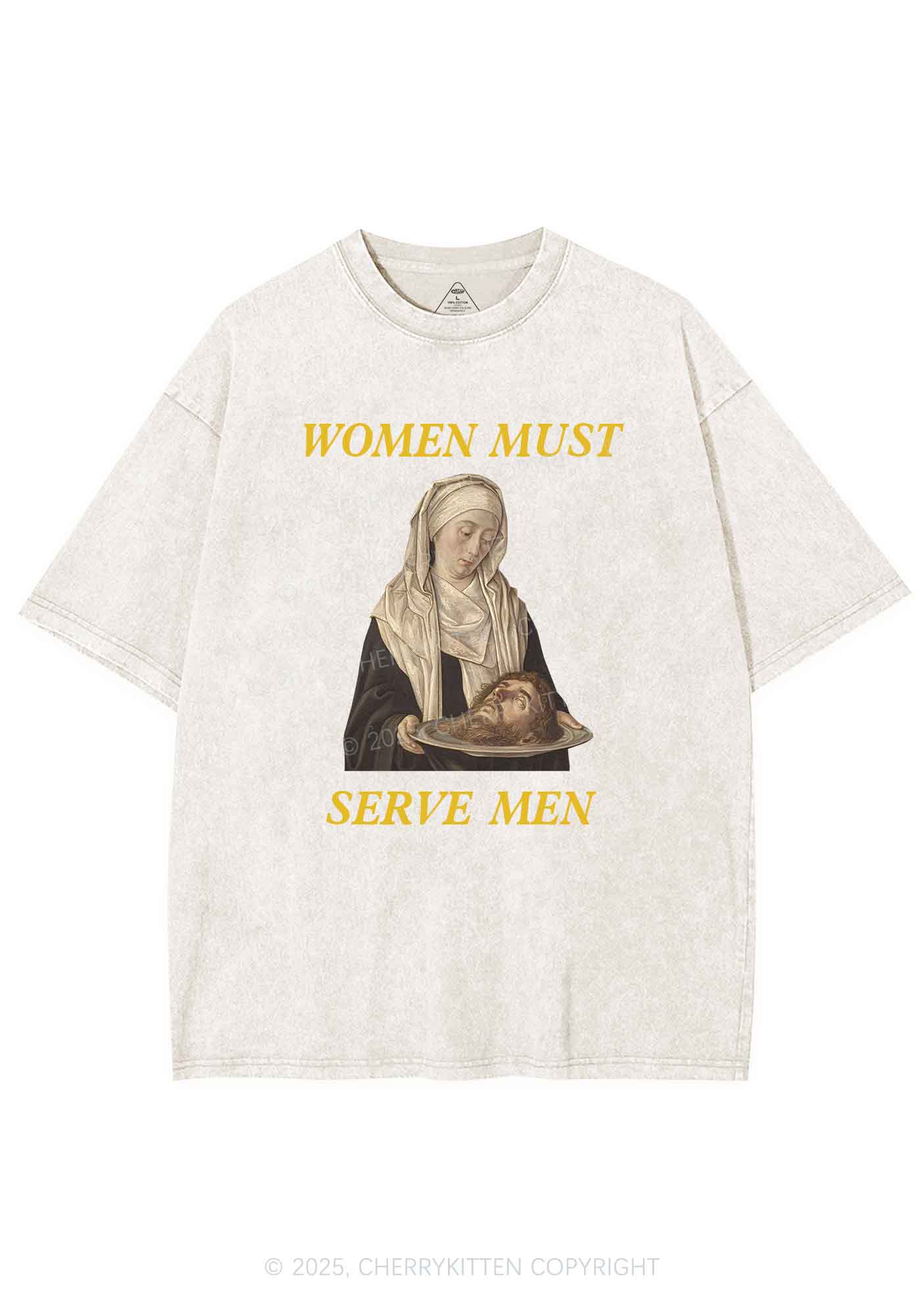 Women Must Serve Men Y2K Washed Tee Cherrykitten