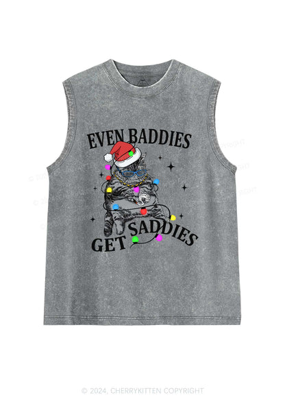 Christmas Baddie Cat Y2K Washed Tank Cherrykitten