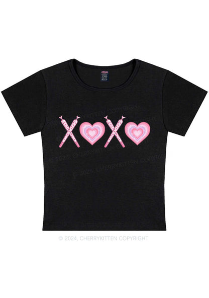 XOXO Heart Y2K Valentine's Day Baby Tee Cherrykitten