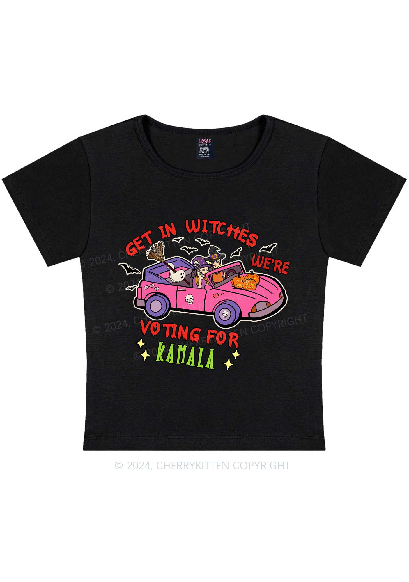 Halloween Get In Witches Y2K Baby Tee Cherrykitten