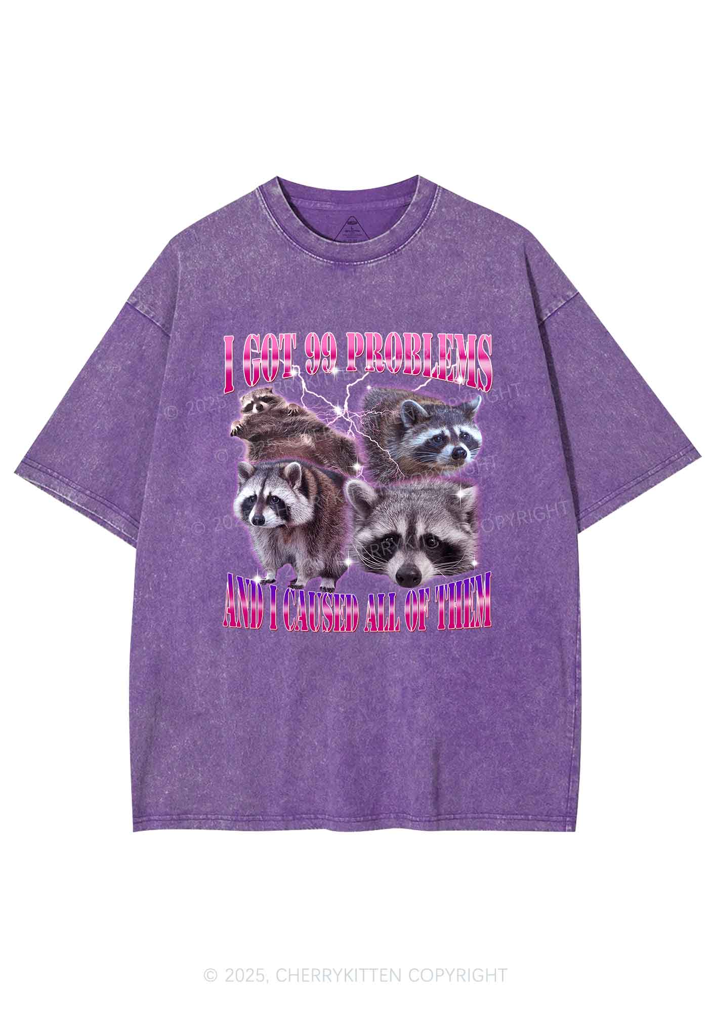 Raccoon Got Problems Y2K Washed Tee Cherrykitten