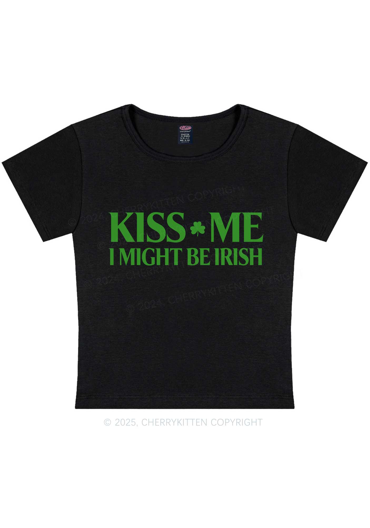 Kiss Me St Patricks Y2K Baby Tee Cherrykitten