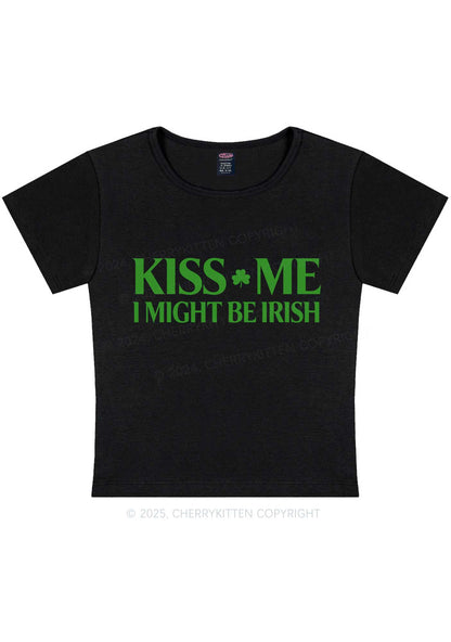 Kiss Me St Patricks Y2K Baby Tee Cherrykitten