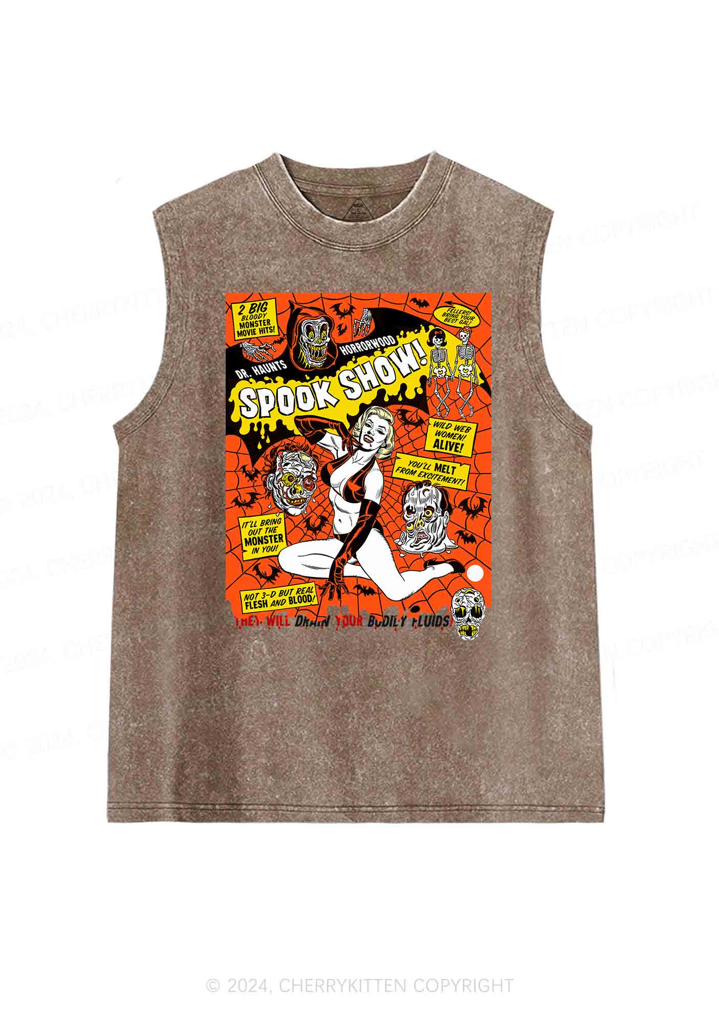 Halloween Blonde Spook Show Y2K Washed Tank Cherrykitten