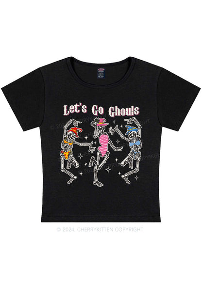 Halloween Let's Go Ghouls Y2K Baby Tee Cherrykitten