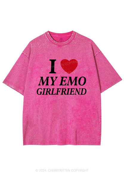 I Love My Emo GF Y2K Valentine's Day Washed Tee Cherrykitten