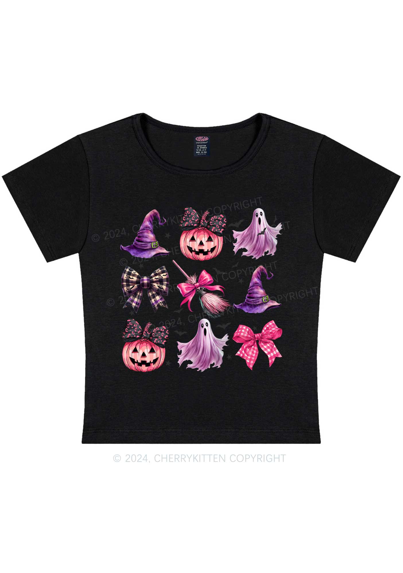 Halloween Pumpkin With Bows Y2K Baby Tee Cherrykitten