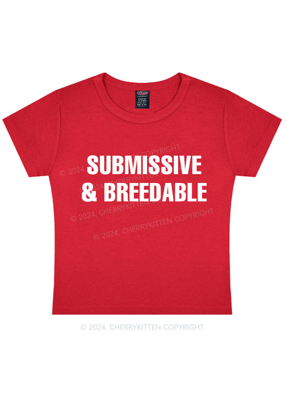 Submissive And Breedable Y2K Baby Tee Cherrykitten