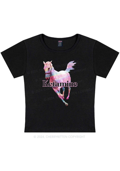 Pink Horse Y2K Baby Tee Cherrykitten