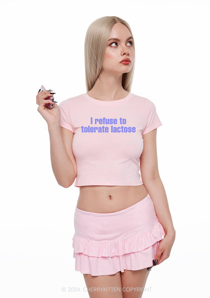 Refuse To Tolerate Lactose Y2K Baby Tee Cherrykitten