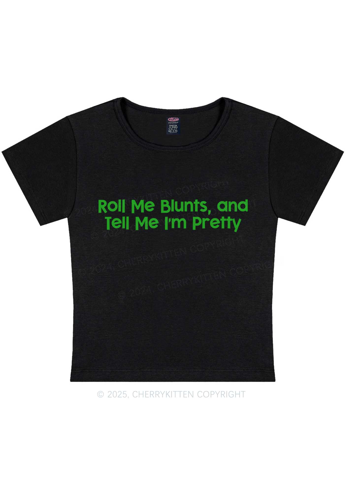 Roll Me Blunts Y2K Baby Tee Cherrykitten