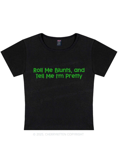 Roll Me Blunts Y2K Baby Tee Cherrykitten