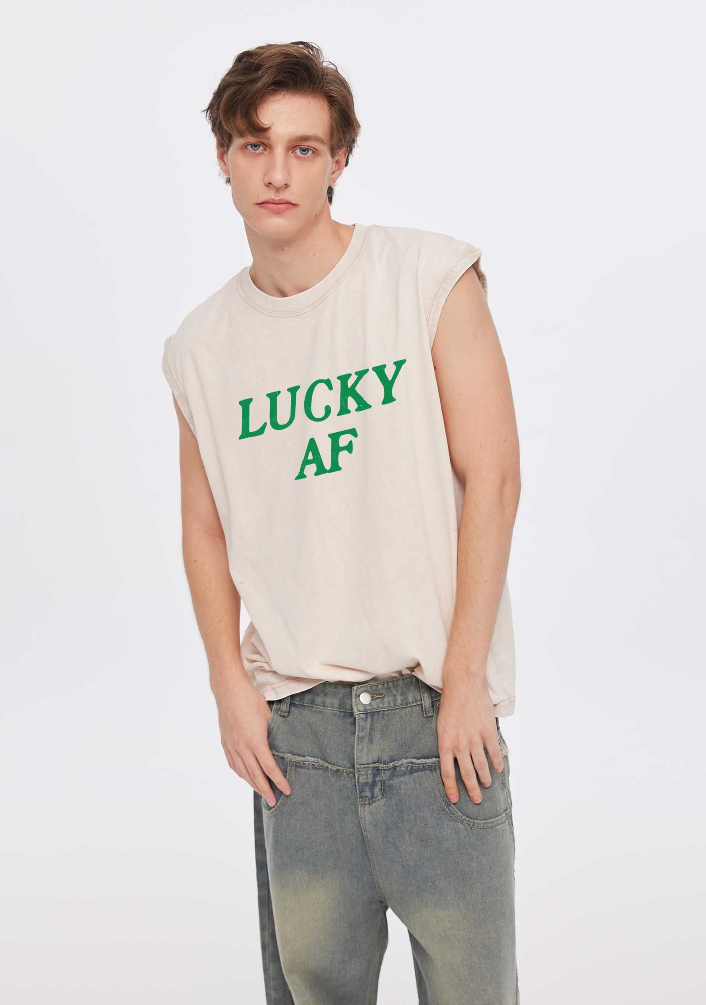 Lucky AF St Patricks Y2K Washed Tank Cherrykitten