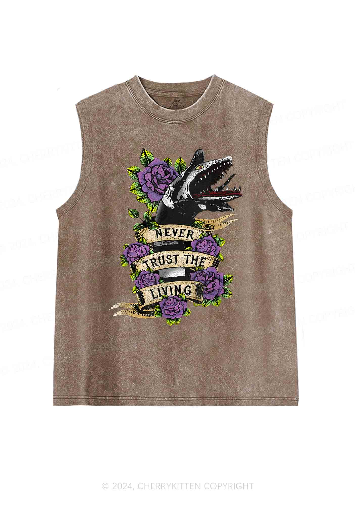 Halloween Never Trust The Living Y2K Washed Tank Cherrykitten