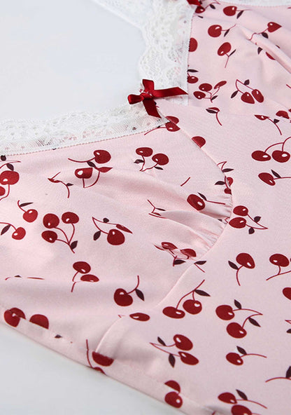 Cherry Print Y2K Slip Dress Cherrykitten