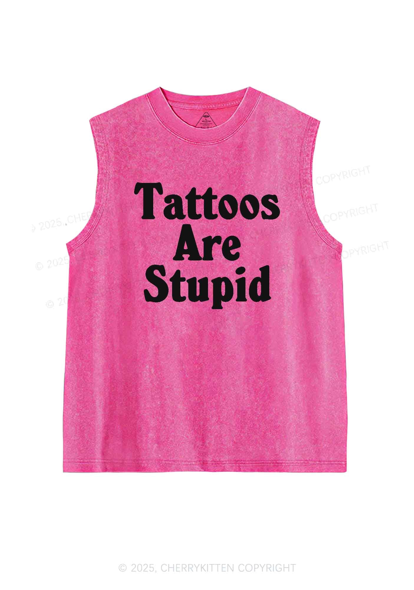 Tattoos Are Stupid Y2K Washed Tank Cherrykitten