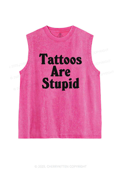 Tattoos Are Stupid Y2K Washed Tank Cherrykitten