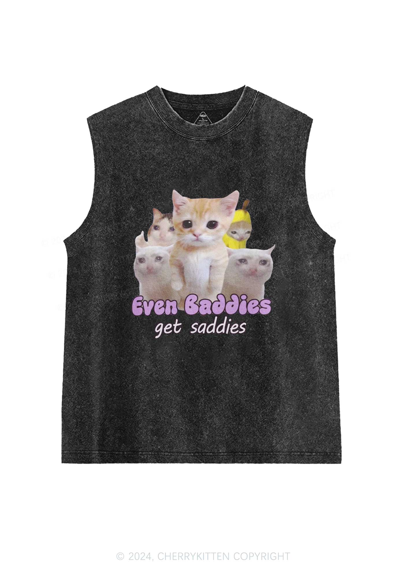 Saddies Five Cats Y2K Washed Tank Cherrykitten