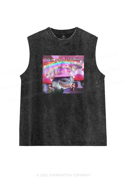 Toking Croaking Frog Y2K Washed Tank Cherrykitten