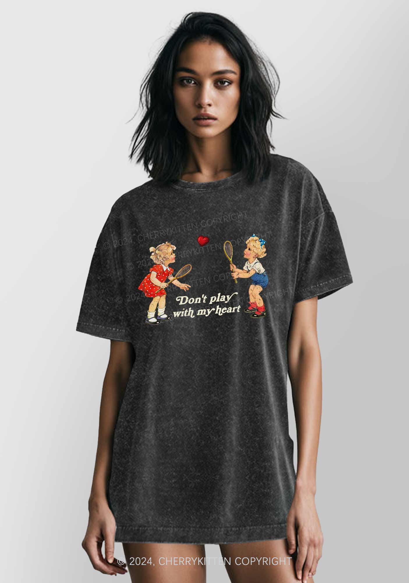 Don't Play With My Heart Y2K Washed Tee Cherrykitten