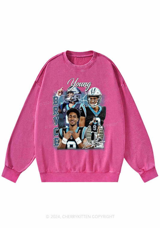 Blue Young Y2K Super Bowl Washed Sweatshirts Cherrykitten