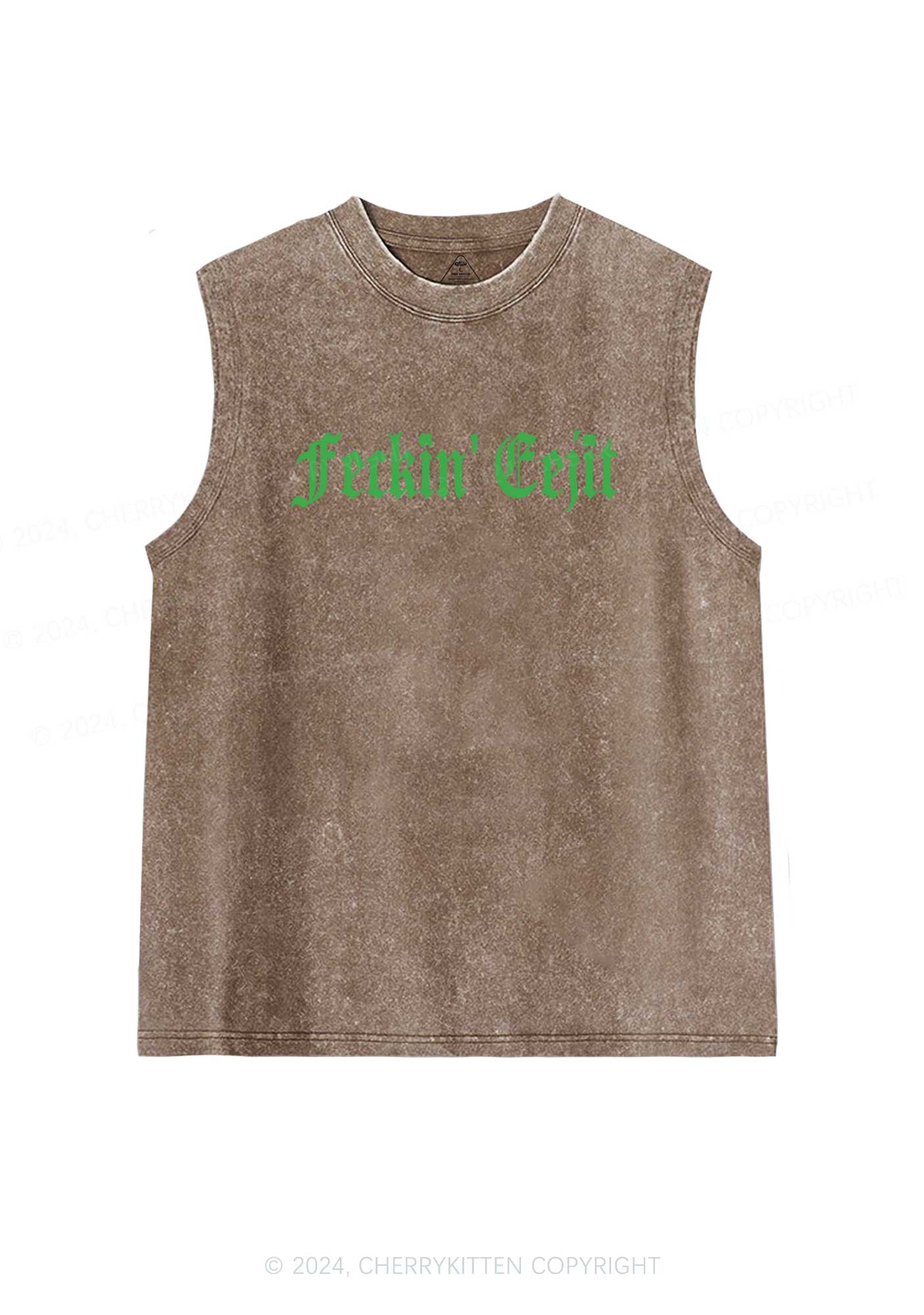 Feckin Eejit St Patricks Y2K Washed Tank Cherrykitten